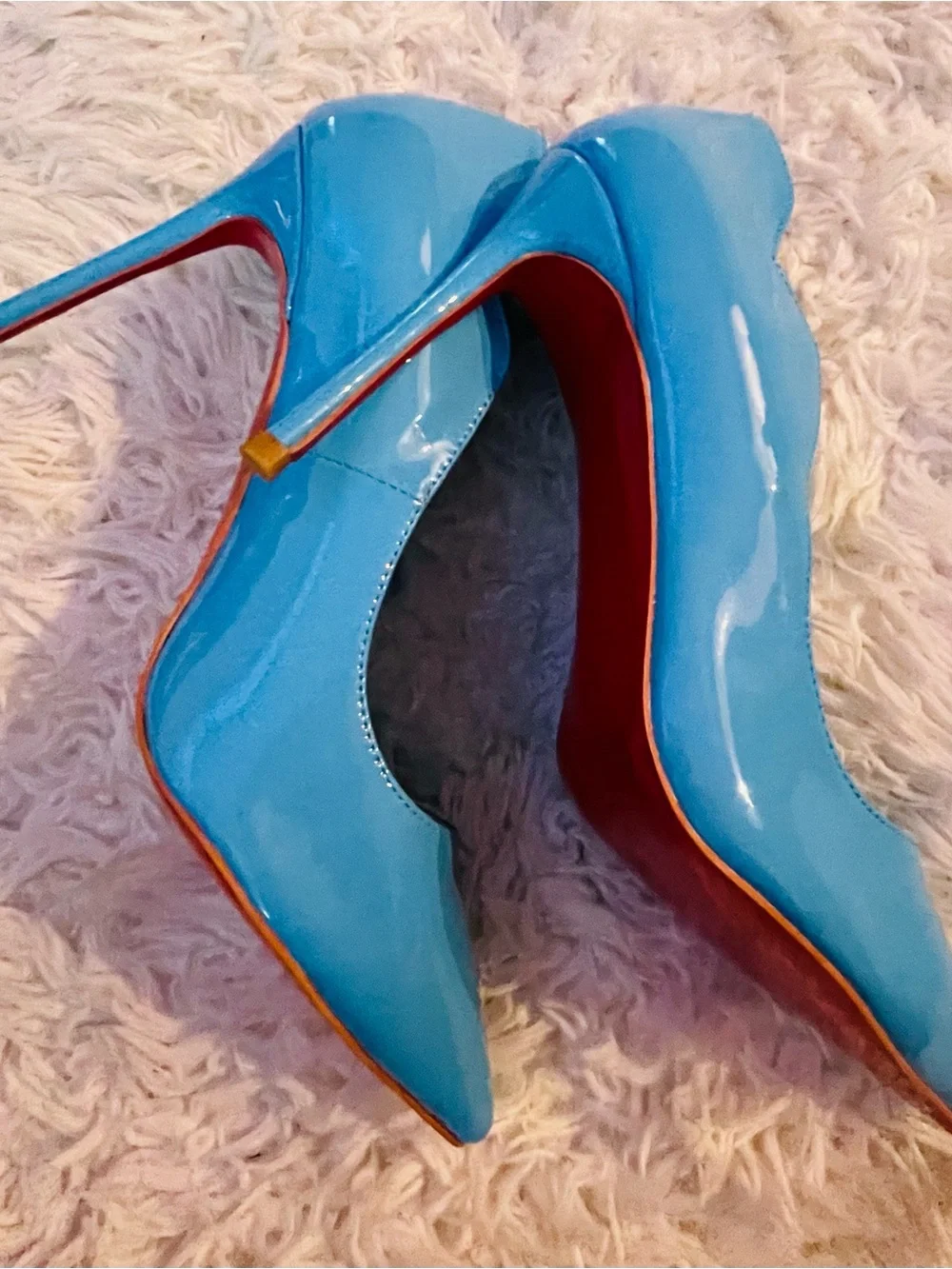 Christian Louboutin Glossy Turquoise Patent Pointed-Toe Pumps